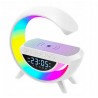 Lampka LED RGB Ładowarka indukcyjna Głośnik Bluetooth Budzik Radio Zegar używana